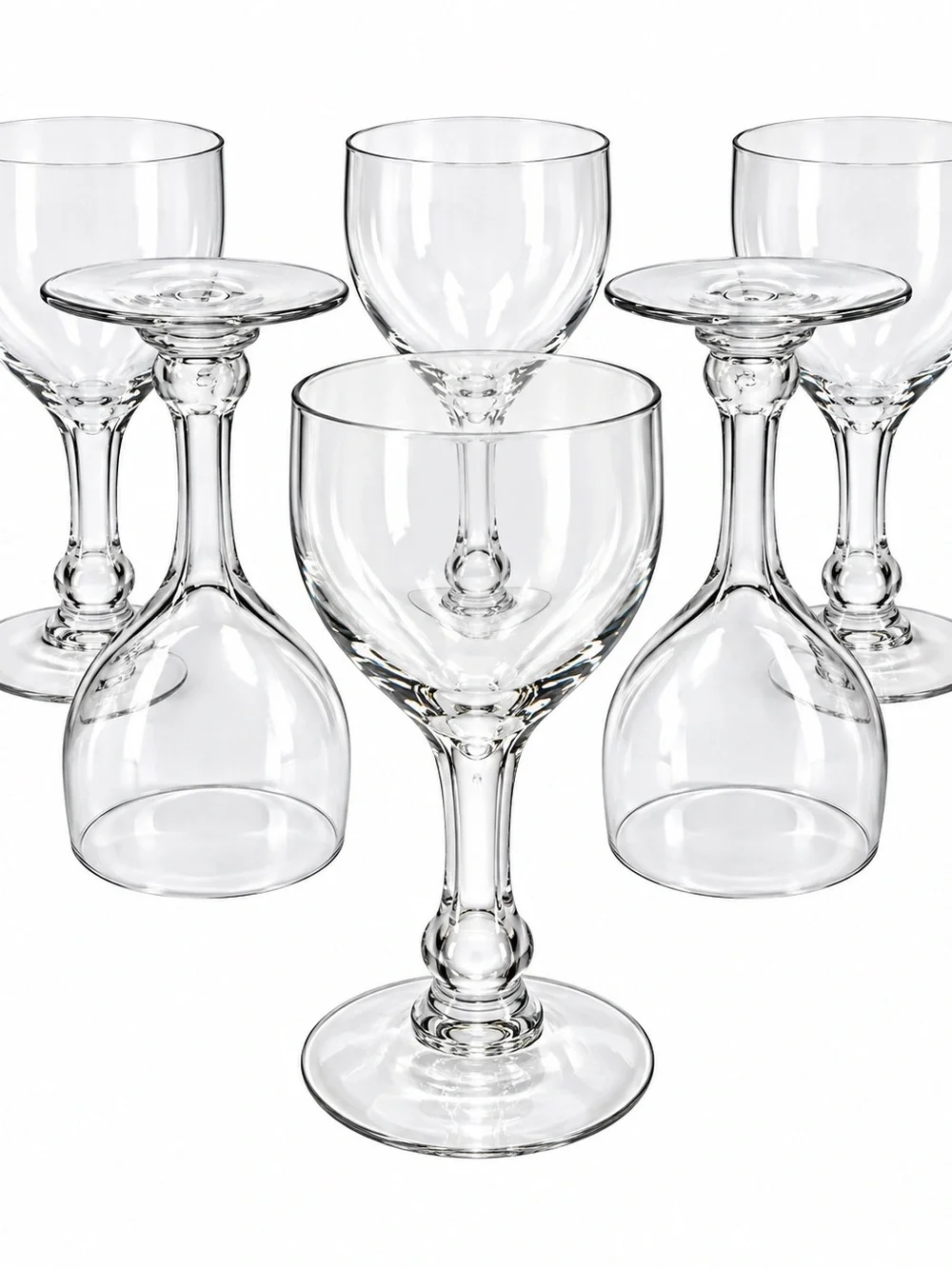 Set of 6 UV Reactive MCM Vintage Hollow Stem Wine Glasses 5x2.5 inches